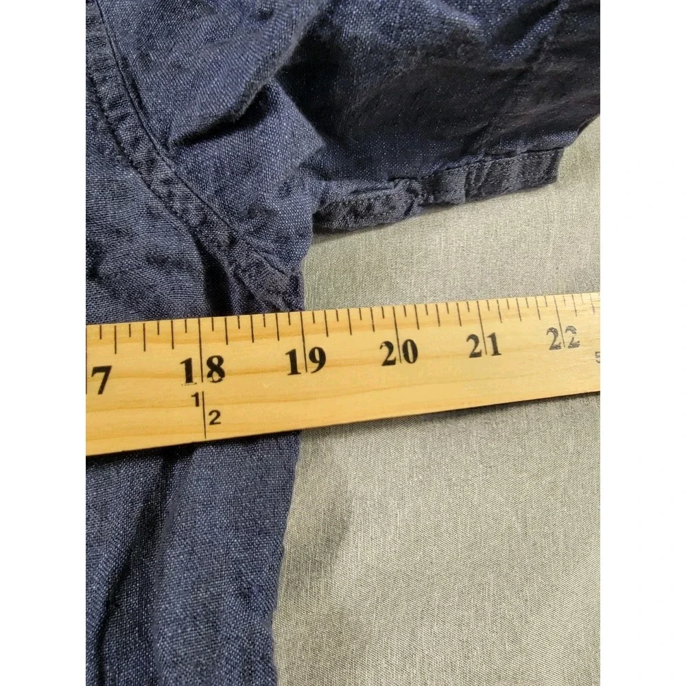 Banana Republic 100% Linen Guayabera Shirt Mens XS Indigo Blue‎ Button Up S/S